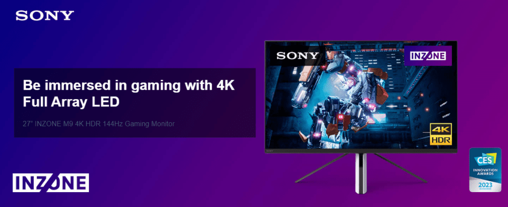 Sony 27” INZONE M9 4K HDR 144Hz Gaming Monitor with Full Array Local Dimming and NVIDIA G-SYNC