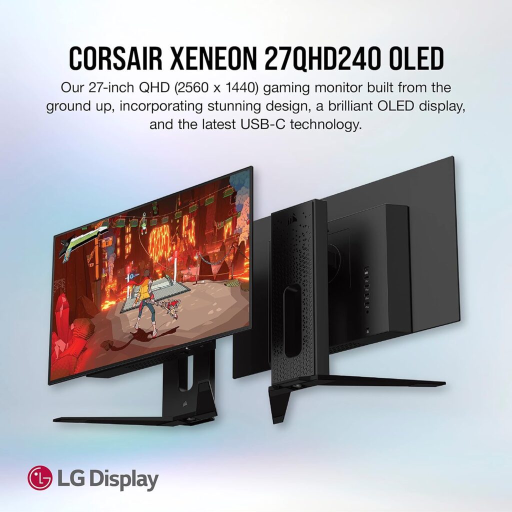 Corsair XENEON 27QHD240 27-Inch OLED Gaming Monitor - 2560 x 1440, 240Hz, 0.03ms, NVIDIA G-SYNC Compatible, AMD FreeSync™ Premium, DisplayHDR10, HDMI 2.1, DisplayPort 1.4, USB-C 3.1 - Black
