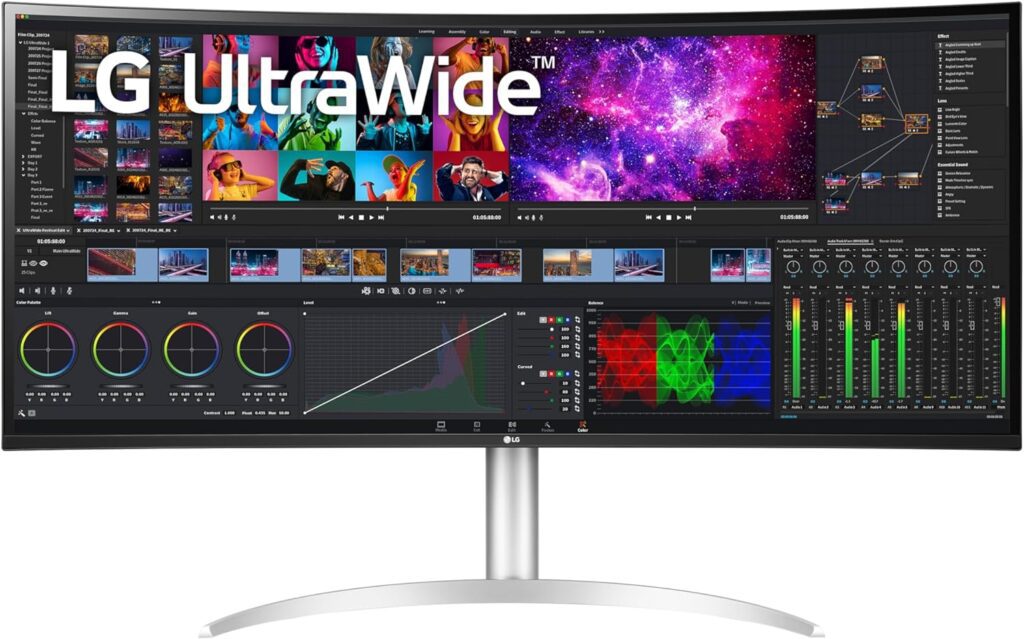 LG 40WP95C-W 40” UltraWide Curved WUHD (5120 x 2160) 5K2K Nano IPS Display, DCI-P3 98% (Typ.) with HDR10, Thunderbolt 4 with 96W PD, 3-Side Virtually Borderless Design Tilt/Height/Swivel Stand,Black
