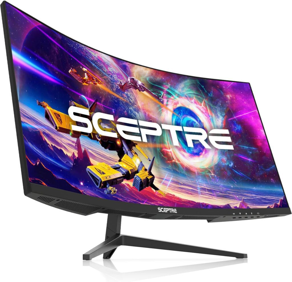 Sceptre 30-inch Curved Gaming Monitor 21:9 2560x1080 Ultra Wide/ Slim HDMI DisplayPort up to 200Hz Build-in Speakers, Metal Black (C305B-200UN1)
