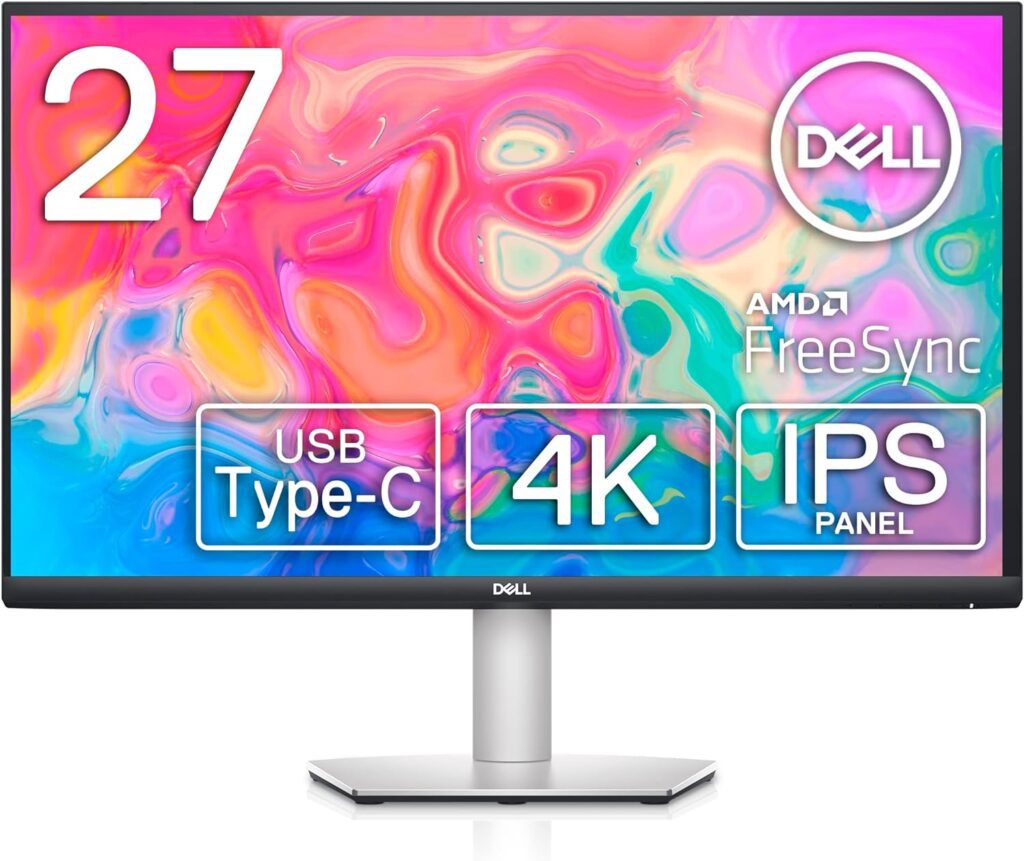 Dell S2722QC 27-inch 4K USB-C Monitor - UHD (3840 x 2160) Display, 60Hz Refresh Rate, 8MS Grey-to-Grey Response Time (Normal Mode), Built-in Dual 3W Speakers, 1.07 Billion Colors Platinum Silver
