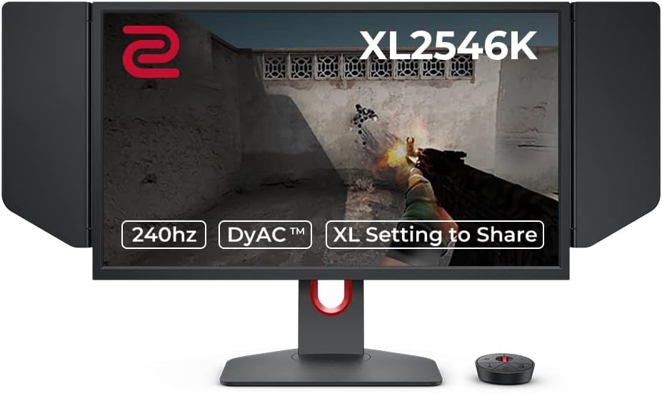 BenQ ZOWIE XL2546K 24.5-inch 240Hz Gaming Monitor | 1080P 1ms DyAc+ Smaller Base Flexible height & tilt adjustment XL Setting to Share Customizable Quick Menu S-Switch Shield, Dark Grey
