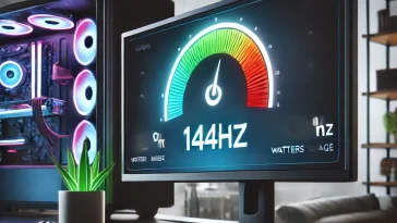 A close-up of a 144Hz monitor in a modern setting