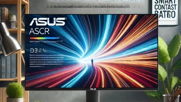 ASUS monitor displaying ASCR feature on professional desk setup with dynamic image quality