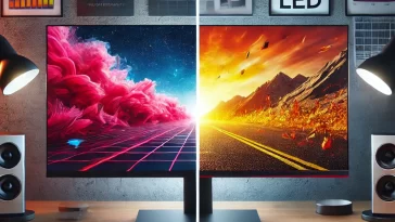 Side-by-side comparison of IPS and LED monitors: vibrant colors and wide viewing angles on an IPS monitor