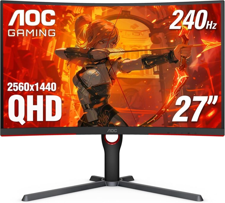 AOC Q27G3XMN 1440p gaming monitor with vibrant display on a sleek stand - best budget 144Hz performance