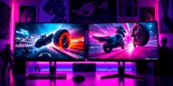 ASUS ROG Swift vs Strix OLED gaming monitors side-by-side comparison showing sleek designs and vibrant displays