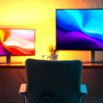 OLED vs LCD screens side by side showing eye comfort differences in dark and bright lighting