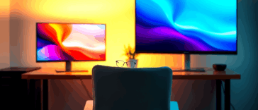 OLED vs LCD screens side by side showing eye comfort differences in dark and bright lighting