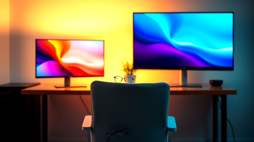 OLED vs LCD screens side by side showing eye comfort differences in dark and bright lighting