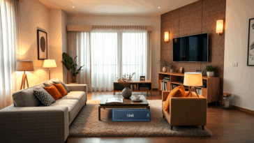 Happy family enjoying movie night with perfectly sized TV at ideal viewing distance in cozy living room