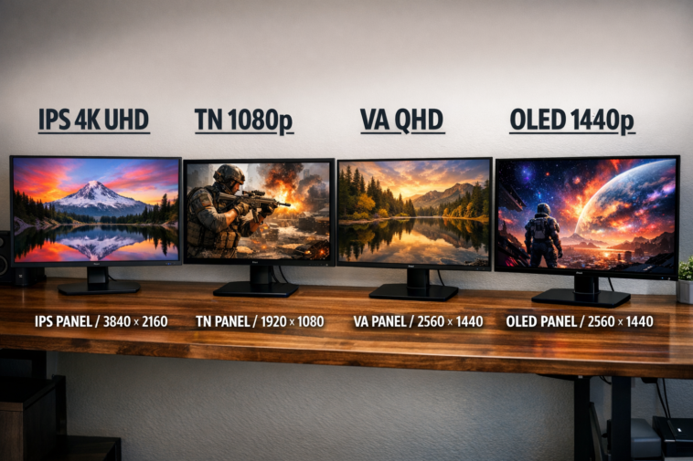 Best 27-inch monitors side by side comparison showing different panel types and resolutions