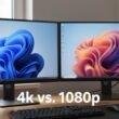 Split-screen comparison of 4k vs. 1080p image quality on a computer monitor