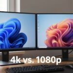 Split-screen comparison of 4k vs. 1080p image quality on a computer monitor