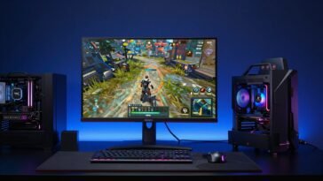Side-by-side comparison of the best 1440p gaming monitors showcasing OLED, IPS, and Mini LED displays with HDR gaming visuals