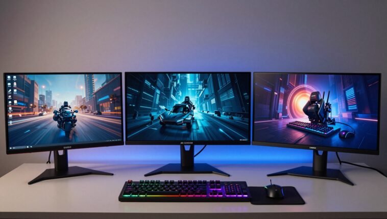 Best gaming monitors under 100 USD comparison setup with Sansui AOC and KTC models