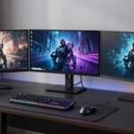 Gaming desk setup with monitors from the Best Gaming Monitors Under 200 USD collection