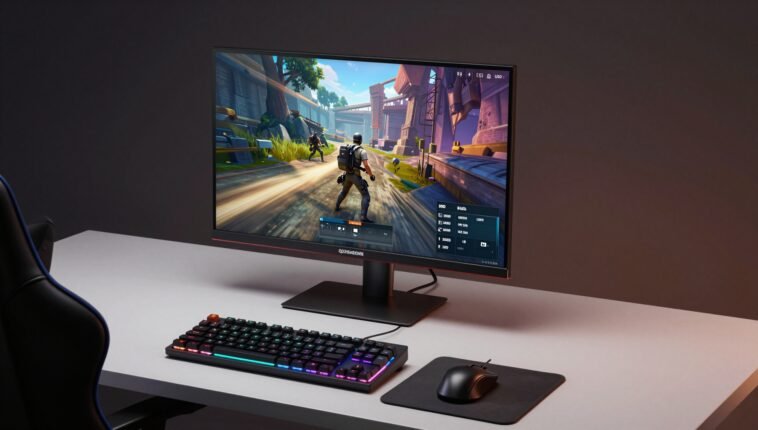 Best gaming monitors under 300 USD AOC Q27G40XMN on a gaming desk