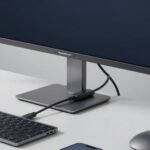 Best Thunderbolt 3 Monitors professional desk setup with laptop connected to ultra wide display