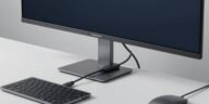Best Thunderbolt 3 Monitors professional desk setup with laptop connected to ultra wide display