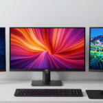 OLED vs LED vs IPS monitors comparison showing three different display technologies side by side with color accuracy differences visible