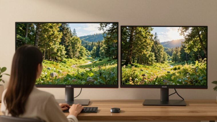 Which is better for my eyes, OLED or LCD comparison between two monitors