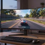 aoc cu34g2xp 34 va curved gaming monitor in a London gaming setup